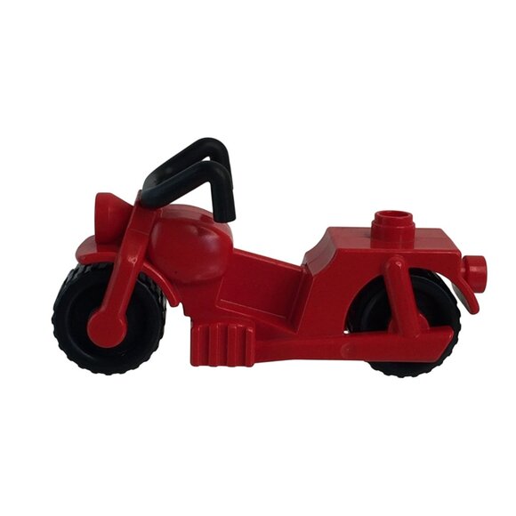 Vintage Lego Duplo Red Motorcycle Lot of 2 Bike Motorbike Vehicle Toy - Picture 4 of 11